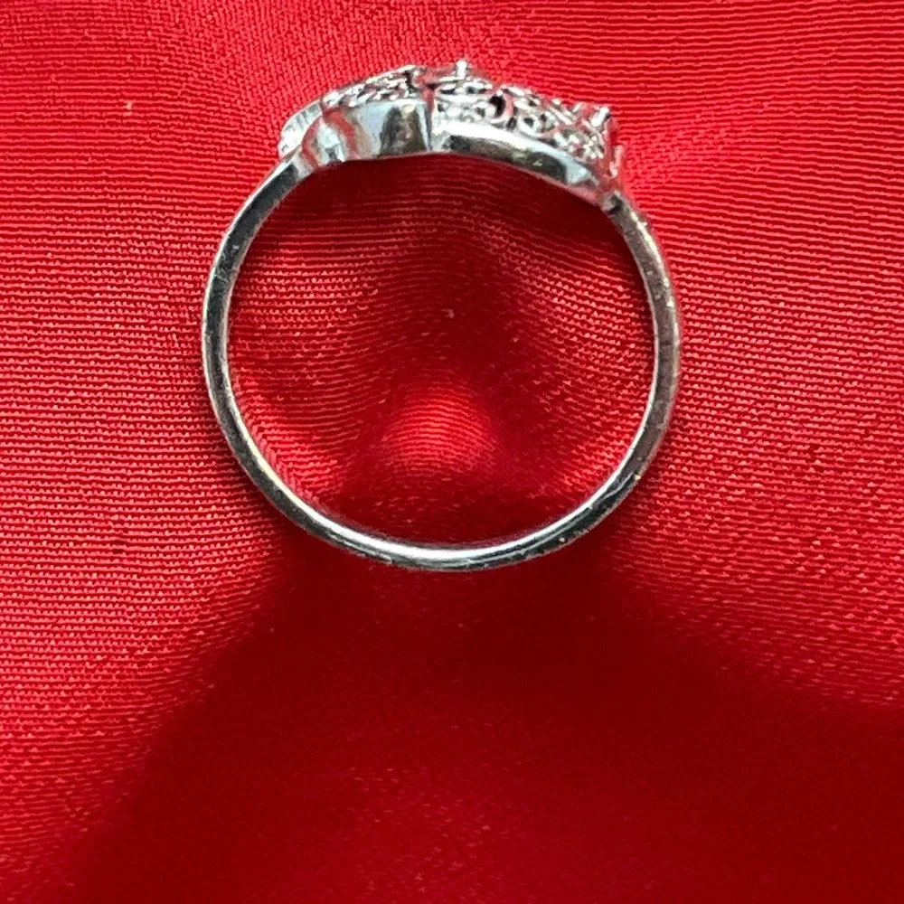 Sterling Silver 925 Filigree Elephant Ring Good Luck Symbol Size 7.75